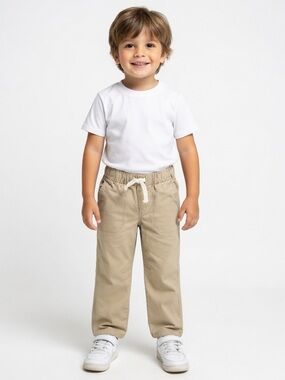 Boy’s Casual Drawstring Pants in Khaki - Classic Comfort